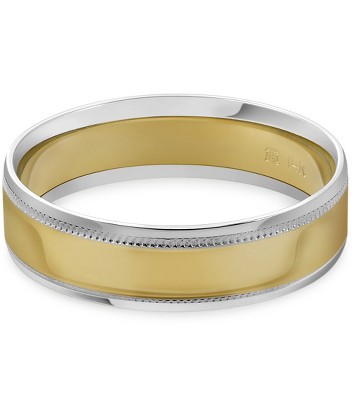 Pompeii3 Mens 14k White & Yellow Gold 6MM Wedding Band Ring Two Tone