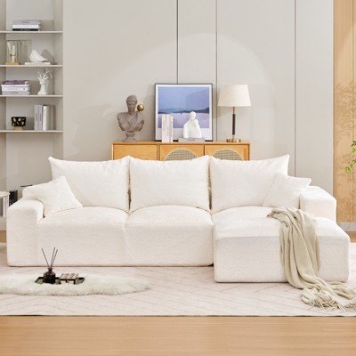 110'' Modular Sectional Sofa – L-Shaped Cloud Couch with Chaise, Deep Seat Chenille Sofa, No Assembly