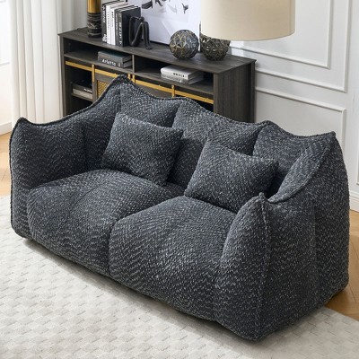 NicBex Chenille Bean Bag Chair for 2 People,Lazy Loveseat Sofa with High Resillence Foam for Living Room,Bedroom,Apartment