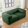 DOMETOUR Green Chenille 2-Seater Sofa with Storage, Cylindrical Backrest & Armrests, Modern Loveseat with Hidden Storage - 2 of 4