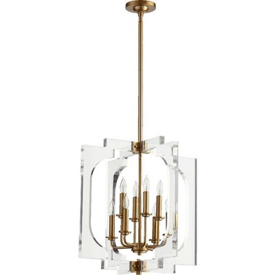 Quorum Lighting Broadway 8-Light Pendant, Aged Brass, 21 Width, Stem Hanging, Incandescent, Damp Rated