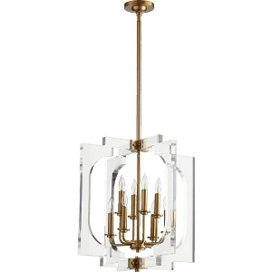 Quorum Lighting Broadway 8-Light Pendant, Aged Brass, 21 Width, Stem Hanging, Incandescent, Damp Rated - 1 of 1