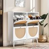 KTMBDW Natural Rattan 4 Flip Door Shoe Cabinet Organizer Freestanding, Modern Shoe Rack Storage Organizer for Entryway, Closet, Hallway - 3 of 4