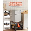 VEVOR Mini Fridge Stand with Storage, 198 lbs Mini Fridge Table with Movable Storage Cart & Swivel Wheels, Beverage Refrigerator Stand,Light Brown - 4 of 4