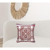 HomeRoots 20" X 20" Red White Purple And Pink 100% Cotton Geometric Zippered Pillow - 2 of 4