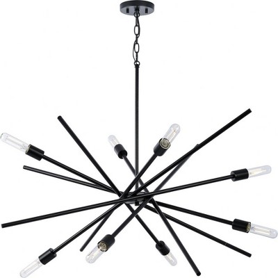 Progress Lighting Astra 8-Light Chandelier, Matte Black, No Shade