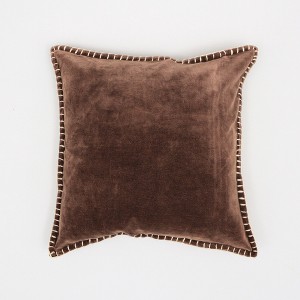 Chery Life Stonewashed Cotton Velvet Throw Pillow with Decorative Handstiched Edges-19X19" - 1 of 4