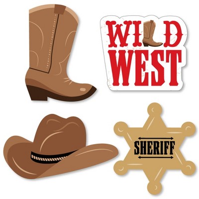 Big Dot of Happiness Western Hoedown - DIY Shaped Wild West Cowboy Party Cut-Outs - 24 Count