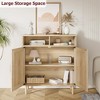 Whizmax Sideboard Buffet Storage Cabinet, Rattan Kitchen Cabinet with 2 Doors/Shelf, Accent Modern Dining Living Room Entry Hallway - 2 of 4