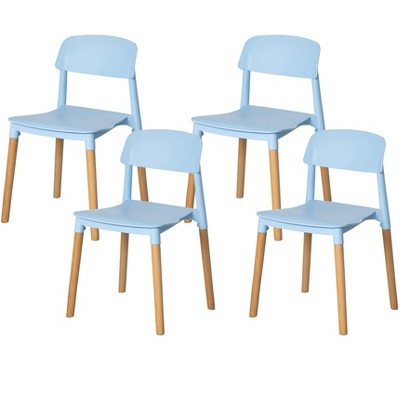 Fabulaxe Modern Plastic Dining Chair Open Back with Beech Wood Legs