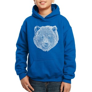 LA Pop Art Boy's Word Art Hooded Sweatshirt - Bear Face - 1 of 4