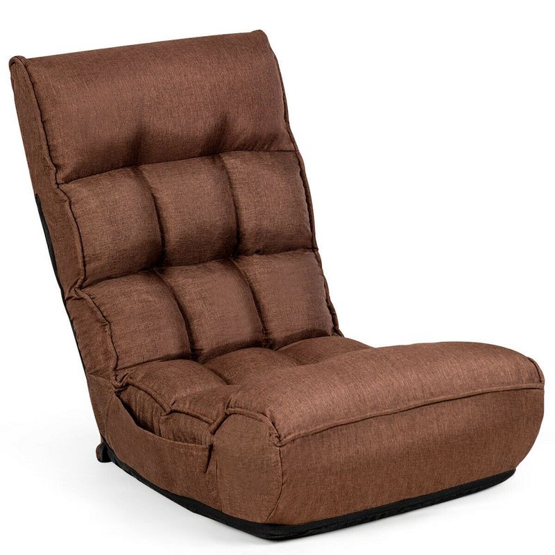 Costway 4-Position Floor Chair Folding Lazy Sofa w/Adjustable Backrest & Headrest, 1 of 11