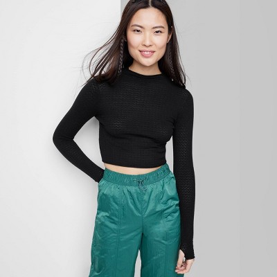 Women's Mock Turtleneck Pointelle Pullover Sweater - Wild Fable