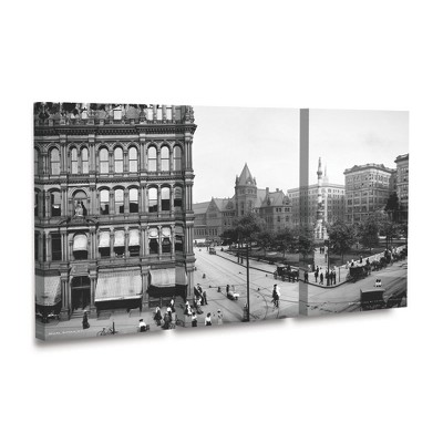 Vintage Black and White Buffalo Panorama Canvas Print Set