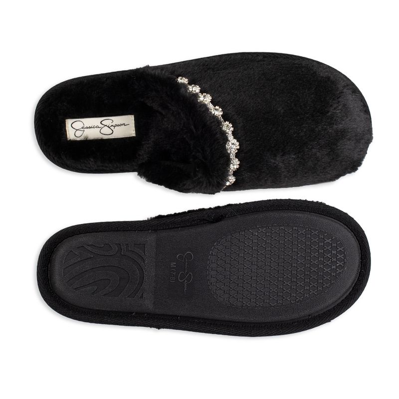 Jessica Simpson Women's Indoor/Outdoor Plush Bejeweled Slip-On Scuff Slippers, 3 of 6