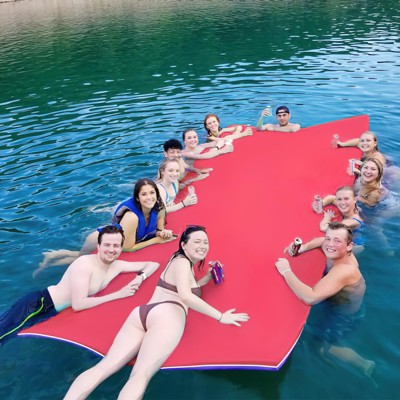 Huxxion Floating Water Mat 9/12/18 Ft, 3 Layer Tear Resistant XPE Foam Floating Mat for Lake Pool Beach and Ocean