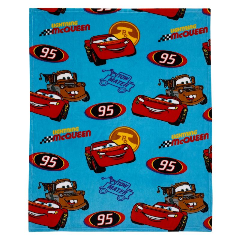 Disney Cars Radiator Springs Blue and Red Lightning McQueen and Tow-Mater Super Soft Toddler Blanket, 2 of 6