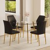 5-Piece Dining Set with Glass Table and 4 PU Armless Chairs - 2 of 4
