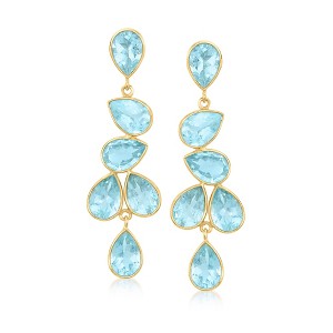 Ross-Simons 20.00 ct. t.w. Sky Blue Topaz Drop Earrings in 18kt Gold Over Sterling - 1 of 4