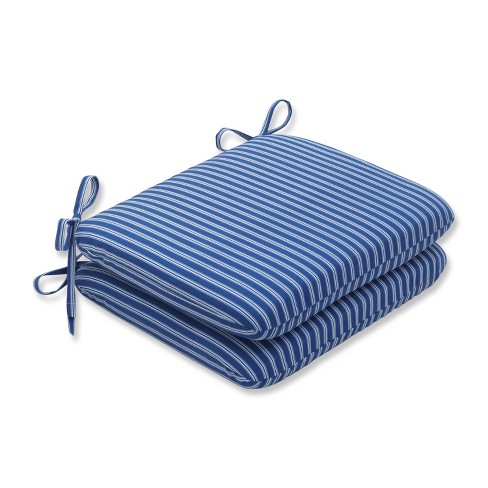 2pk Resort Stripe Rounded Corners Outdoor Seat Cushions Blue - Pillow ...