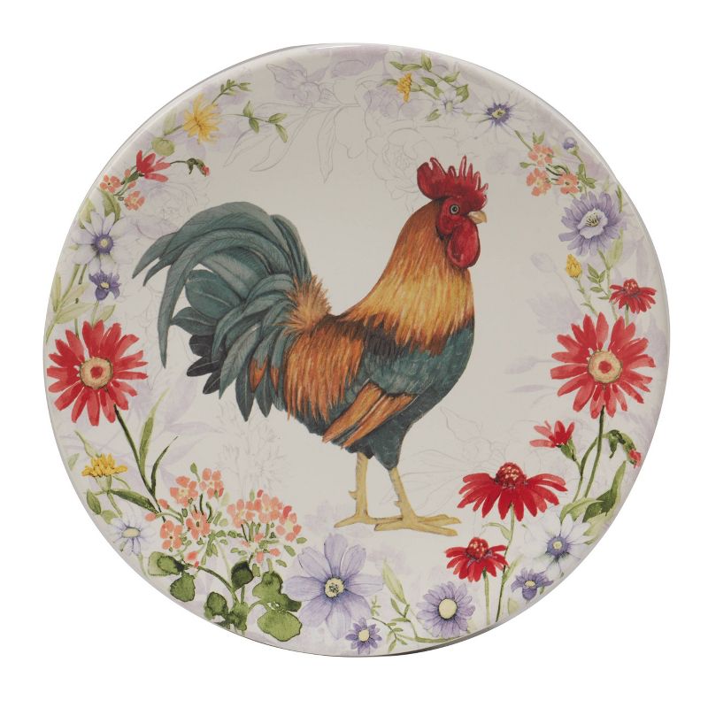 Set of 4 Floral Rooster Assorted Salad/Dining Plates - Certified International, 5 of 8