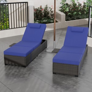 COZONY Patio Chaise Lounge Chair Set of 2, Outdoor Rattan Wicker Chaise Loungers with Adjustable Reclining and Cushions - 1 of 4