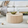 Round Cylinder Coffee Table,27.5 Inch Modern Accent Table with Marble or Wood Pattern Finish for Living Room or Dining Room-Baofuwish - 3 of 4