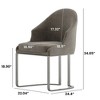 POVISON Modern Luxury Flannel Velvet Dining Chairs Set of 2, Barrel Accent Chairs, Gray - 4 of 4