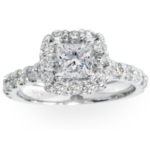 Pompeii3 Princess Cut Diamond Engagement Ring 1 1/10 Ct Halo Band 14k White Gold - 1 of 4