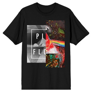 Pink Floyd Black and White and Rainbow Split Men's Black T-shirt - 1 of 2