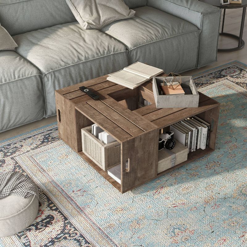 Lymani Square Crate Coffee Table with Casters Reclaimed Oak - HOMES: Inside + Out, 4 of 10