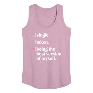 Women's - Instant Message - Single, Taken, Best Version of Myself Graphic Racerback Tank - 1 of 4