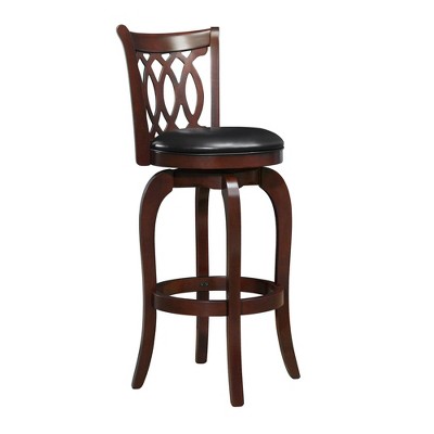 29" Parma Swivel Faux Leather Barstool Wood Black - Inspire Q