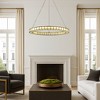 ALOADECOR 32'' Modern Halo Round Art Glass Integrated Led Chandelier Brass Art Deco Led Ceiling Light For Dining Room Living Room - 4 of 4