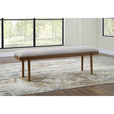 Lyncott 59" Gray Upholstered Solid Wood Dining Bench