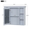 Wall Mounted Bathroom Storage Cabinet with Mirror, Wall Mounted Medicine Cabinet with Doors, 6 Open Shelves, White Storage Organizer -The Pop Home - 3 of 4