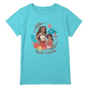 Girl's Moana 2 Big Sis Little Sis Flower Portrait T-Shirt - 1 of 3