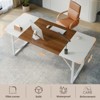 PINMOCO 63 inch Metal and Wooden Waterproof Office Desk with Pothook，Executive Desk with Wooden Desktop and Strudy Metal Frame - 3 of 4