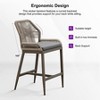 PURPLE LEAF Patio Sunbrella Bar Stools Set of 2 Handwoven Wicker Bar Height Stool Modern Aluminum Outdoor Wicker Barstools with Back and Cushion - 4 of 4