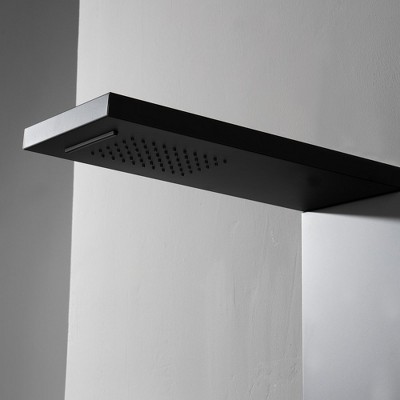 Matte Black 52'' Shower Panel System with Rainfall Shower Head