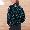 Anna-Kaci Sequin Shiny Bright Color Bomber Zip-Up Solid Jacket for Party Wear - 3 of 4