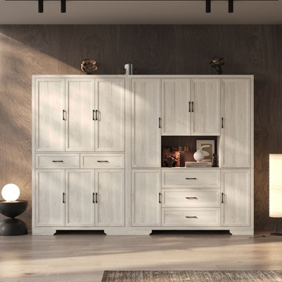FUFU&GAGA Multifunctional Modular Storage Cabinet Bookcase Display Cabinet with Adjustable Shelving, Drawers & Safety Features