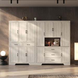 FUFU&GAGA Multifunctional Modular Storage Cabinet Bookcase Display Cabinet with Adjustable Shelving, Drawers & Safety Features - 1 of 4