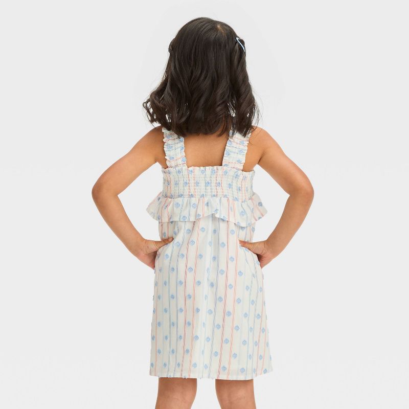 Toddler Girls' Almond Texture Striped Dress - Cat & Jack™ Cream, 3 of 5