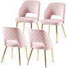Okak Modern Velvet Dining Chairs Set of 4, Hollow Back Upholstered Kitchen Side Chairs with Metal Legs for Living/Dining Room - 3 of 4