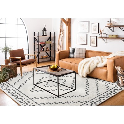 Casablanca Ivory & Black Hand-Tufted Wool Shag Rug