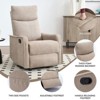 Okak Fabric Accent Manual Recliner Chair with Heat Massage Function Modern Recliner with Rocker and Swivel for Living Room Bedroom Guest Room, Brown - 3 of 4