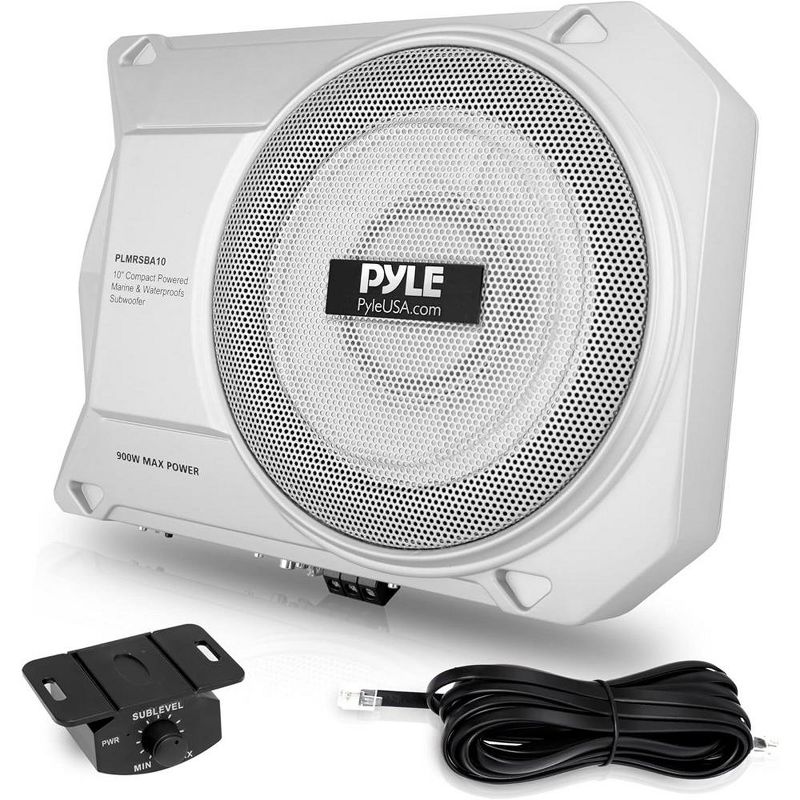 Pyle 10-Inch Low-Profile Amplified Subwoofer System - White, 1 of 8