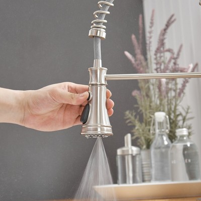 Brushed Nickel Single-Handle Pull-Down Sprayer Kitchen Faucet