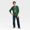 Men's Plaid Microfleece Holiday Matching Family Pajama Pants - Wondershop™ Navy Blue - 3 of 4